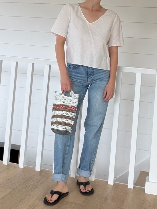 Handbags - Handmade Upcycled Barrel Handbag Cylindrical Knit Top Handle Tote Bag OS